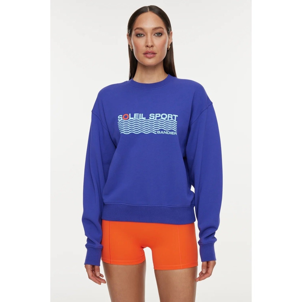 NWT Bandier Classic Soleil Sport Crew Neck Sweatshirt Spectrum Blue Size L